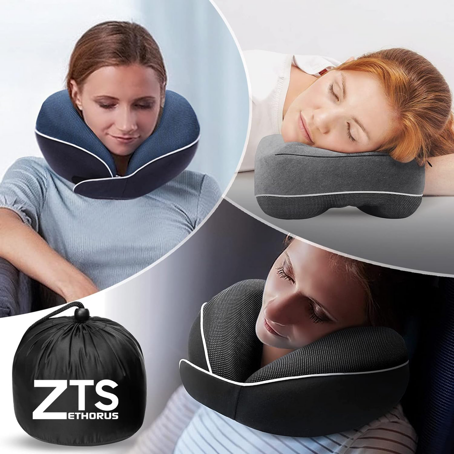 Kit de Viaje de pack de 4, antifaz, soporte de movil, almohada de cuello y tapones de oido