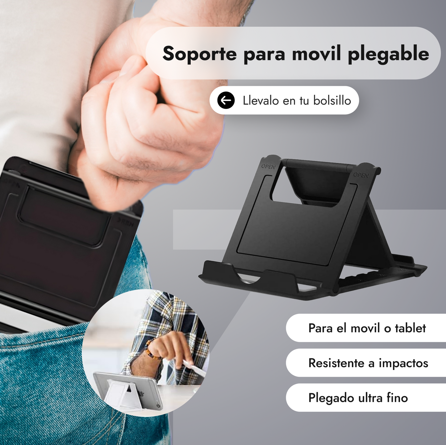 Kit de Viaje de pack de 4, antifaz, soporte de movil, almohada de cuello y tapones de oido