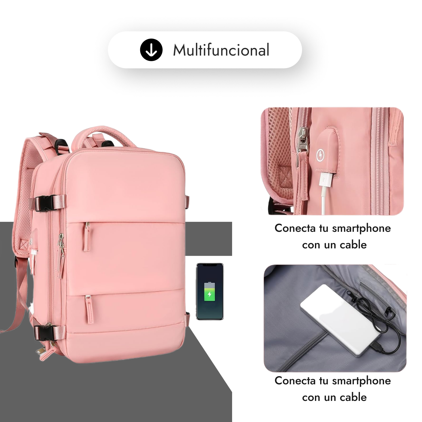 Mochila de viaje cabina para mujer, mochila para portátil TSA aprobada por vuelo